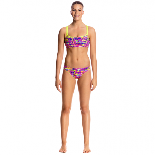 FUNKITA Dotty Dash Criss Cross Sports Купальник спортивный раздельный для бассейна