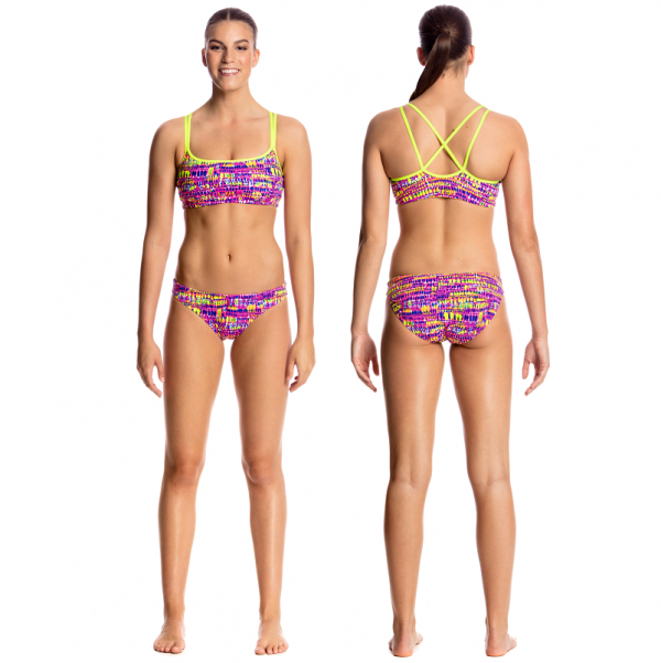 FUNKITA Dotty Dash Criss Cross Sports Купальник спортивный раздельный для бассейна