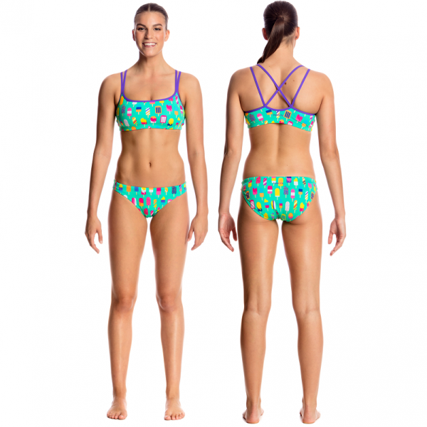 FUNKITA Popsicle Parade Criss Cross Sports Купальник спортивный раздельный для бассейна